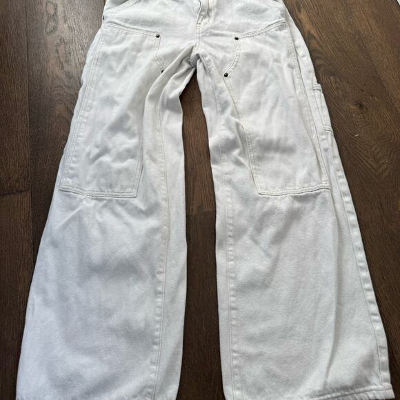 Edikted Ayla Low Rise Baggy Carpenter Jeans White Sz S - Picture 5 of 10